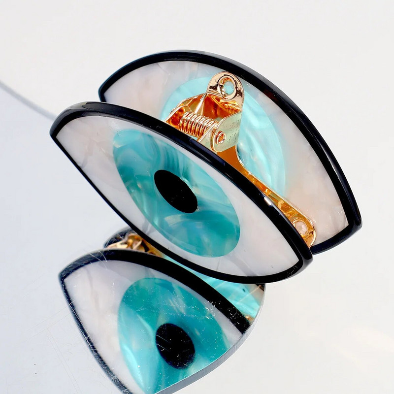 Μαύρα μεγάλα μάτια κλιπ με νύχια μαλλιών για γυναίκες κορίτσια Γεωμετρική λαβή κλιπ πίσω κεφαλής Κλιπ καρχαρίας μόδα Κλιπ μαλλιών από κράμα αξεσουάρ μαλλιών