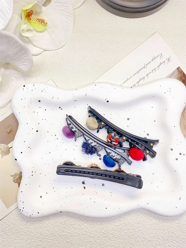 1Gb Jauna dizaina Eleganta, melna bize matu sprādzes sievietēm Moderns korejiešu stila samta matu sprādzes Vasaras jauki sprādzieni sānu matu dekors