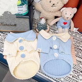 Koer Kootud Kardigan Kass Värvus Kontrast Revääri Alumine Särk Sügis Talvine Lemmikloomariided Koera kampsun Kutsika Riided Lemmikloomariided