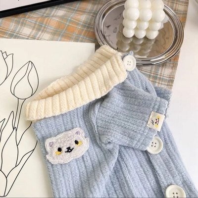 Koer Kootud Kardigan Kass Värvus Kontrast Revääri Alumine Särk Sügis Talvine Lemmikloomariided Koera kampsun Kutsika Riided Lemmikloomariided