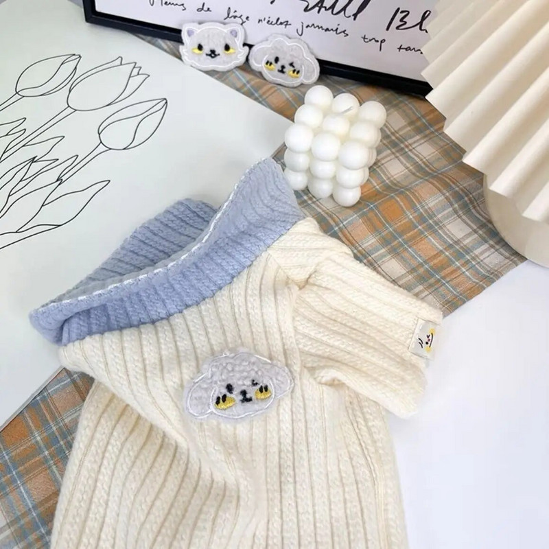 Koer Kootud Kardigan Kass Värvus Kontrast Revääri Alumine Särk Sügis Talvine Lemmikloomariided Koera kampsun Kutsika Riided Lemmikloomariided