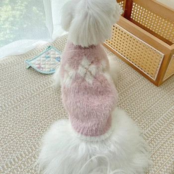 Πουλόβερ κατοικίδιων ζώων Διαμαντένιο καρό πουλόβερ Μικρό σκυλί Ρούχα για ηλικιωμένους φθινοπώρου και χειμώνα για σκύλους Ρούχα σκυλιών για μικρά σκυλιά