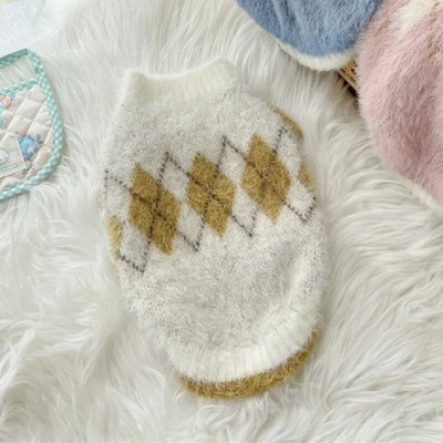 Mājdzīvnieku plīša džemperis Pet Diamond Plaid Džemperis Little Dog Senioru apģērbs Rudens un Ziemas suņu mētelis Suņu apģērbs maziem suņiem