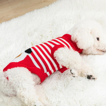 Χριστουγεννιάτικα ρούχα για σκύλους Χειμερινά ζεστά πλεκτά πουλόβερ κινουμένων σχεδίων για μικρά σκυλιά Ρούχα για κατοικίδια Παλτό πουλόβερ για κουτάβι Πλεκτό γιλέκο με βελονάκι