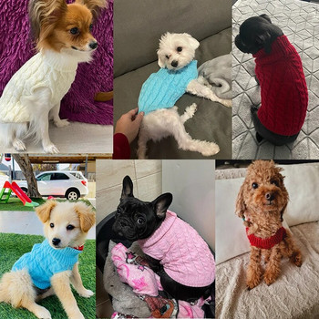 Χειμερινό κουτάβι Ζεστό πουλόβερ με ζιβάγκο για σκύλους για κατοικίδια Ρούχα πλεξίματος για μικρομεσαίους σκύλους Γιλέκο γατάκι Chihuahua Παλτό μπουλντόγκ πουλόβερ