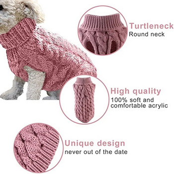 Χειμερινό κουτάβι Ζεστό πουλόβερ με ζιβάγκο για σκύλους για κατοικίδια Ρούχα πλεξίματος για μικρομεσαίους σκύλους Γιλέκο γατάκι Chihuahua Παλτό μπουλντόγκ πουλόβερ