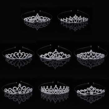 Сватбена булчинска корона с кристали Детски кристални корони Диадеми Корона за момичета Парти Аксесоари за коса Модни бижута Орнаменти