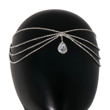 Boho Bride Rhinestone Head Chain για γυναίκες Αξεσουάρ γάμου για νυφικό κεφαλοκόμμα Κρυστάλλινα κοσμήματα για τα μαλλιά
