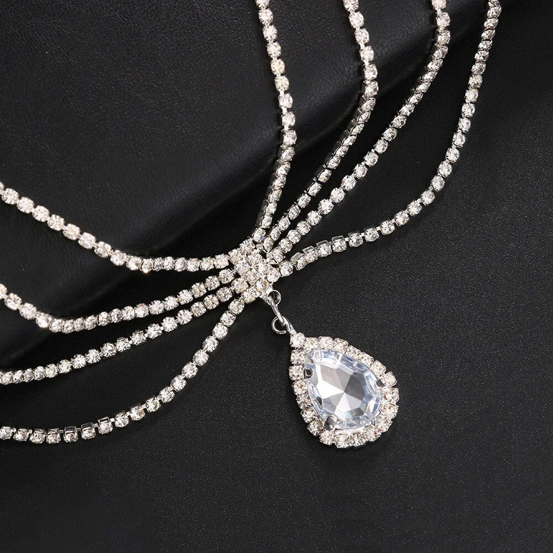 Boho Bride Rhinestone galvas ķēde sievietēm Kāzu galvas rota Kāzu aksesuāri Kristāla pieres ķēde Indijas matu rotaslietas