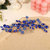 Plavi kristalni češalj za kosu Tijare za mladenke za žene Sjajne ukosnice od legure Modni dodaci za kosu za vjenčanje 2023. Nove tijare Pokloni