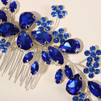 Μπλε κρυστάλλινη χτένα μαλλιών Τιάρες νύφης για γυναίκες με γυαλιστερό κράμα Κλιπ φουρκέτας μόδας γάμου αξεσουάρ για μαλλιά 2023 Νέα τιάρες δώρα