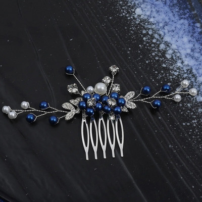 Plavi kristalni češalj za kosu Tijare za mladenke za žene Sjajne ukosnice od legure Modni dodaci za kosu za vjenčanje 2023. Nove tijare Pokloni