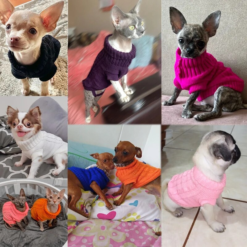 Πουλόβερ για σκύλους για κατοικίδια Χειμερινά ρούχα για κατοικίδια για μικρά σκυλιά Ζεστό πουλόβερ στολή για γάτες Ρούχα Μάλλινα μαλακά μπουφάν για σκύλους