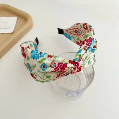 Krāsains rudens satīna ziedu sūklis liels mezgls matu lente galvas saite pieaugušajiem matu aksesuāri Hair Jewley