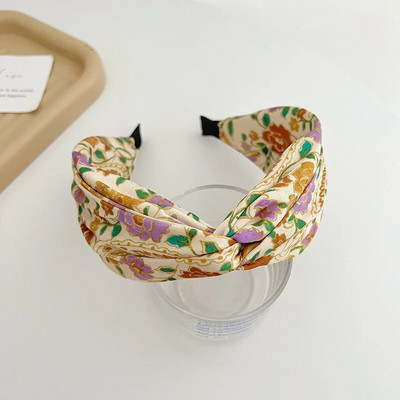 Krāsains rudens satīna ziedu sūklis liels mezgls matu lente galvas saite pieaugušajiem matu aksesuāri Hair Jewley