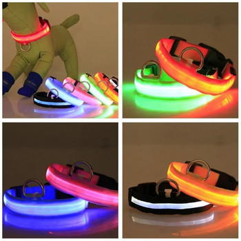 USB зареждане LED нашийник за кучета Безопасна нощна лампа за кучета Мигаща огърлица Флуоресцентни нашийници Стоки за домашни любимци
