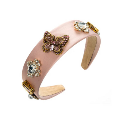 Πέρλες Κοριτσίστικο Κομψό Ταμπεραμέντο Κεφαλόδεσμο με στρας πεταλούδα σε χρώμα αντιολισθητικό φαρδύ άκρο