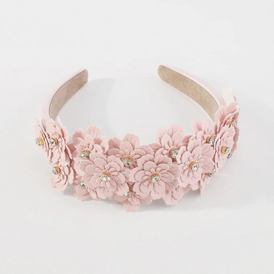 Γυναικεία κορίτσια Δερμάτινο λουλούδι με στρας χτένισμα κεφαλόδεσμο Αξεσουάρ μαλλιών για ενήλικες Hair Jewley