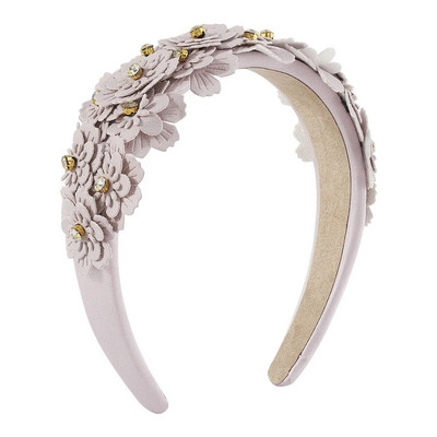 Γυναικεία κορίτσια Δερμάτινο λουλούδι με στρας χτένισμα κεφαλόδεσμο Αξεσουάρ μαλλιών για ενήλικες Hair Jewley