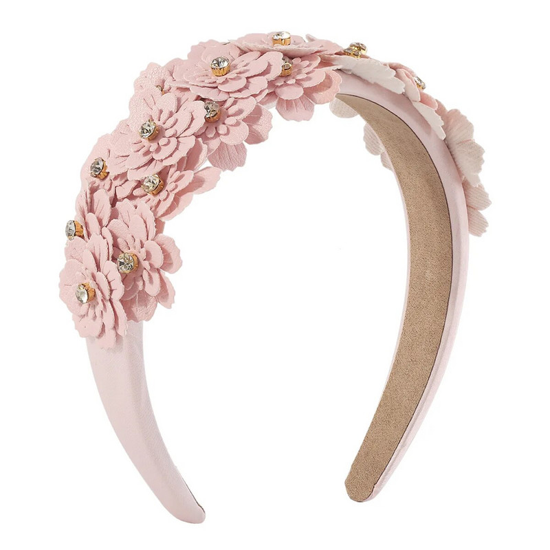 Γυναικεία κορίτσια Δερμάτινο λουλούδι με στρας χτένισμα κεφαλόδεσμο Αξεσουάρ μαλλιών για ενήλικες Hair Jewley