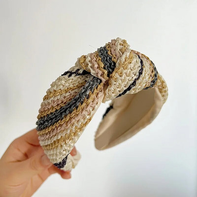 Slamená čelenka s uzlom Dyetie, vlasové doplnky pre dospelých, vlasové šperky