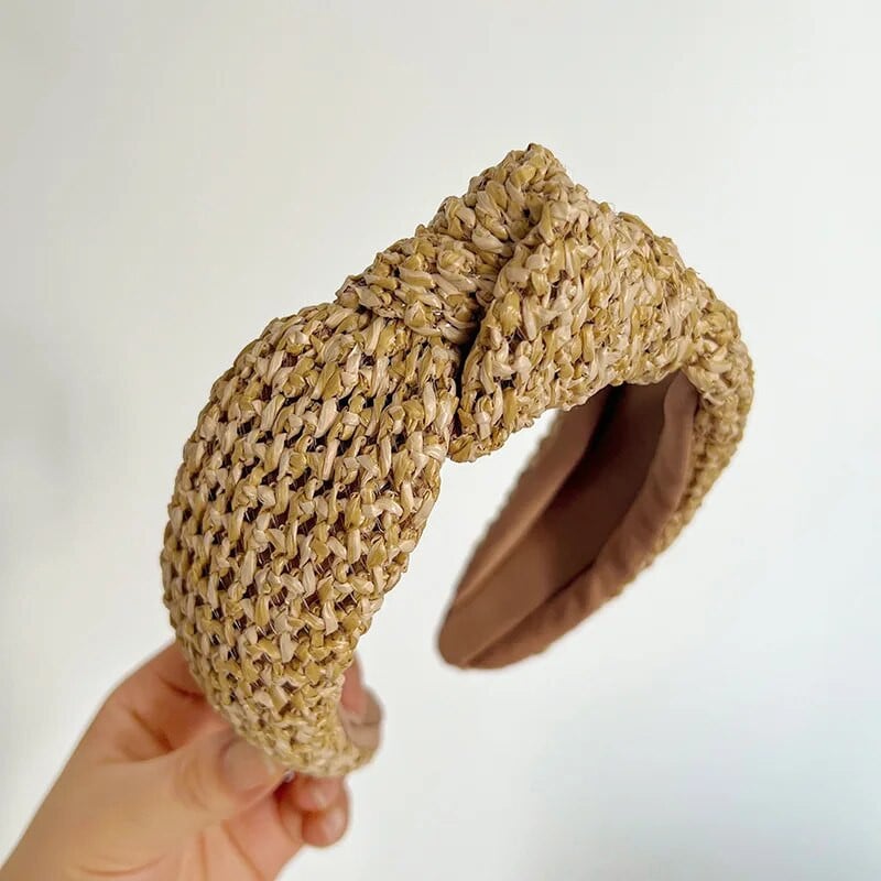 Slamená čelenka s uzlom Dyetie, vlasové doplnky pre dospelých, vlasové šperky