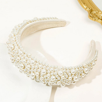 Луксозни перлени ленти за коса за жени Корейска мода Черно-бяла лента за глава с мъниста Малки перлени сватбени бижута за коса Аксесоари Dropshi