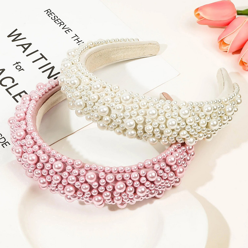 Luksuzne biserne trake za kosu za žene Korejska modna crno-bijela traka za glavu s perlama Mali biserni vjenčani nakit za kosu Dodaci Dropshi