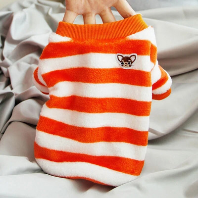 Flīsa mājdzīvnieku apģērbs Ziemas suņu mētelis jaka svītrains kucēnu mājdzīvnieku džemperis Suņu apģērbs maziem un vidējiem suņiem kostīmu mājdzīvnieku tērpi