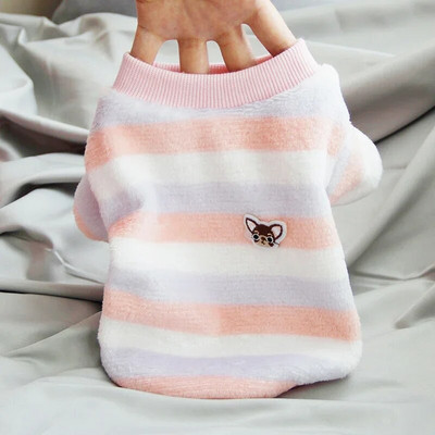 Flīsa mājdzīvnieku apģērbs Ziemas suņu mētelis jaka svītrains kucēnu mājdzīvnieku džemperis Suņu apģērbs maziem un vidējiem suņiem kostīmu mājdzīvnieku tērpi