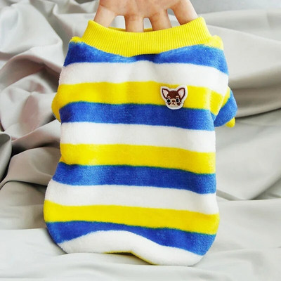 Flīsa mājdzīvnieku apģērbs Ziemas suņu mētelis jaka svītrains kucēnu mājdzīvnieku džemperis Suņu apģērbs maziem un vidējiem suņiem kostīmu mājdzīvnieku tērpi