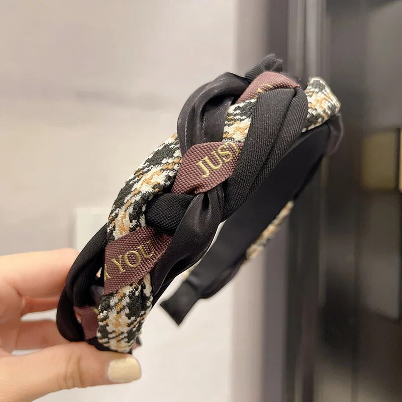 Punutud riidest peapaelad naistele Tüdrukutele Keerdunud sõlmega moodsad juuksepaelad Naiste juukserõngad Juuste aksessuaarid