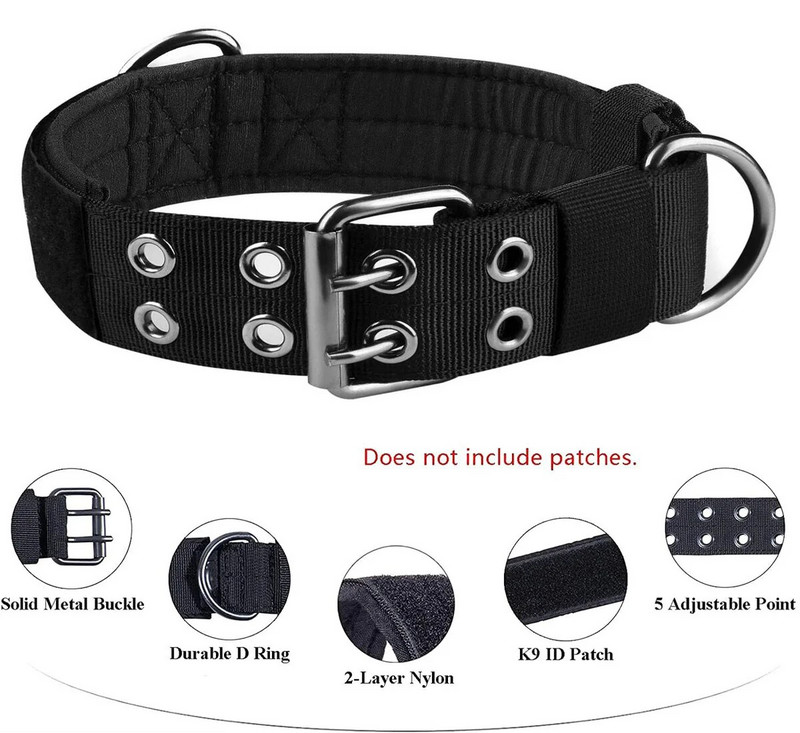 Tartós taktikai kutyák nyakörv póráz készlet Állítható katonai háziállatok nyakörvek német juhászkutya kiképző közepes nagy méretű kutyatartozékok