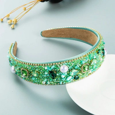 Baroka stila Rhinestone Pearl galvas saite Mode Catwalk matu lentes Temperament Ball Wild Personality Matu lente Matu Aksesuāri