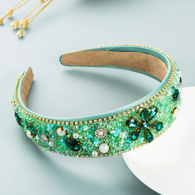 Baroka stila Rhinestone Pearl galvas saite Mode Catwalk matu lentes Temperament Ball Wild Personality Matu lente Matu Aksesuāri