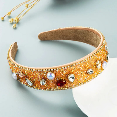 Baroka stila Rhinestone Pearl galvas saite Mode Catwalk matu lentes Temperament Ball Wild Personality Matu lente Matu Aksesuāri