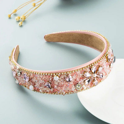 Baroka stila Rhinestone Pearl galvas saite Mode Catwalk matu lentes Temperament Ball Wild Personality Matu lente Matu Aksesuāri