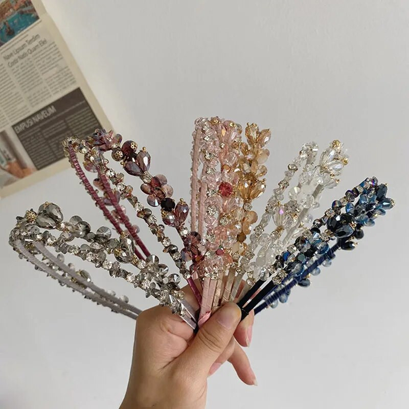 Luxusné krištáľové perlové vinuté čelenky, módne vlasové doplnky, dámske barokové tkané duté čelenky, butikové vlasové obruče, pokrývky hlavy