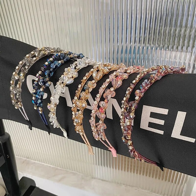 Luxusné krištáľové perlové vinuté čelenky, módne vlasové doplnky, dámske barokové tkané duté čelenky, butikové vlasové obruče, pokrývky hlavy