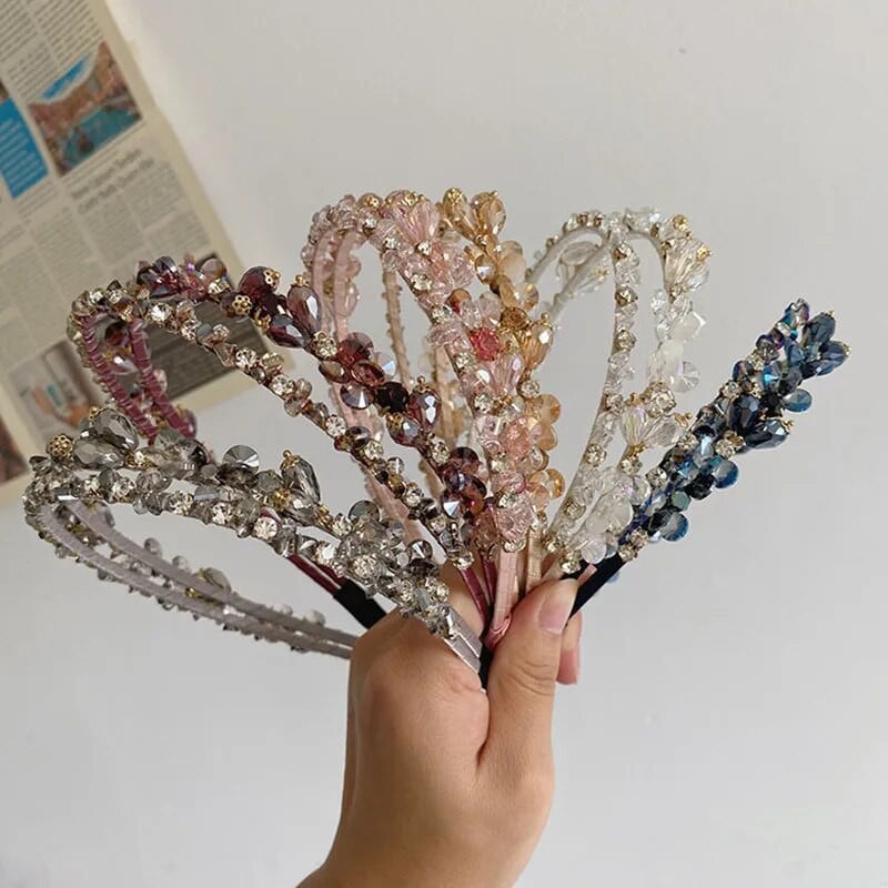 Luxusné krištáľové perlové vinuté čelenky, módne vlasové doplnky, dámske barokové tkané duté čelenky, butikové vlasové obruče, pokrývky hlavy