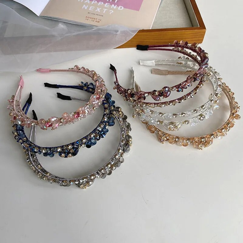 Luxusné krištáľové perlové vinuté čelenky, módne vlasové doplnky, dámske barokové tkané duté čelenky, butikové vlasové obruče, pokrývky hlavy