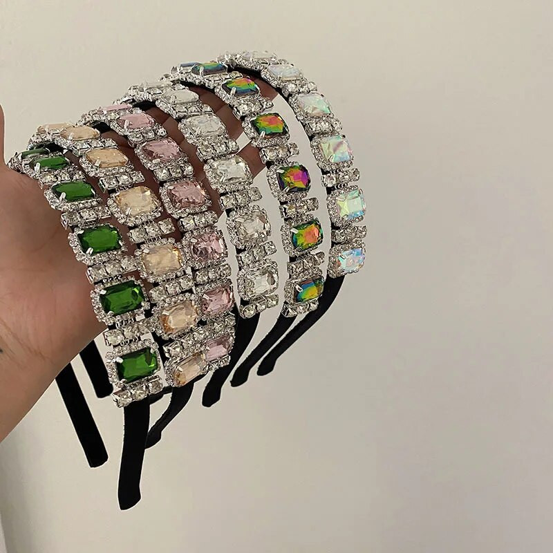 Luksusa baroka stila pilnas dimanta galvas lentes Modes matu aksesuāri sievietēm Moderni ballītes Rhinestone, spīdīga matu lente, matu lente, meitene