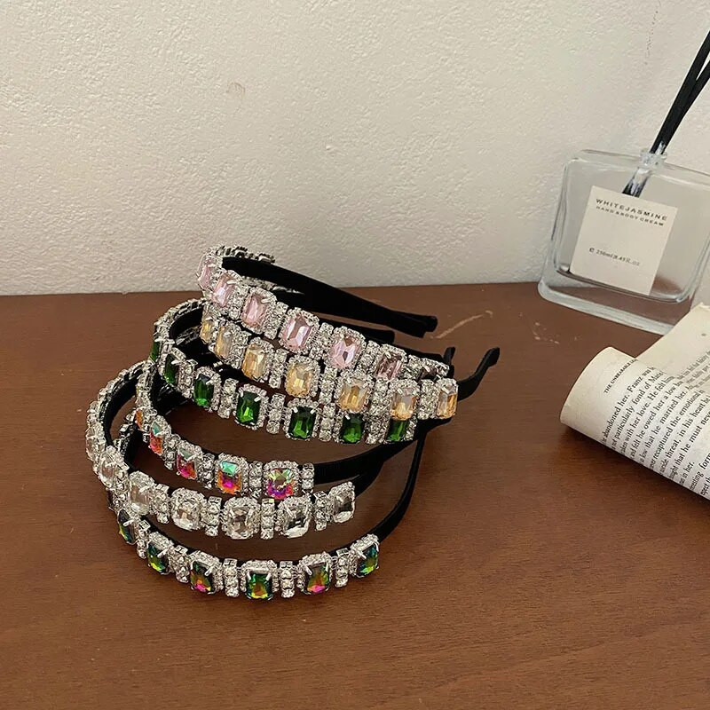 Luksusa baroka stila pilnas dimanta galvas lentes Modes matu aksesuāri sievietēm Moderni ballītes Rhinestone, spīdīga matu lente, matu lente, meitene