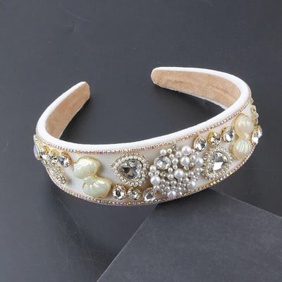 Pokrivala za glavu Nova moda Europski i američki barokni flanel Intarzija s bisernim cvijećem Traka za glavu Ženska lopta Prekrasna kosa865