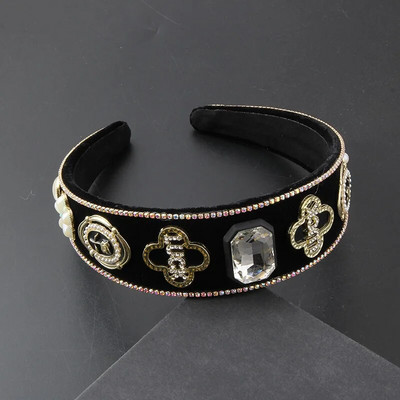 Pokrivala za glavu Nova moda Europski i američki barokni flanel Intarzija s bisernim cvijećem Traka za glavu Ženska lopta Prekrasna kosa865