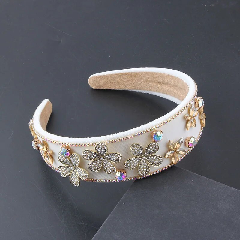 Pokrivala za glavu Nova moda Europski i američki barokni flanel Intarzija s bisernim cvijećem Traka za glavu Ženska lopta Prekrasna kosa865