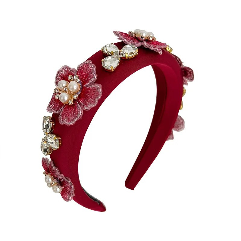 Luksusa baroka stila Rhinestone galvas lentes Matu stīpas Bohemia Vintage krāsainas kristāla kroņa ziedu matu lentes Biezas galvas lentes vairumtirdzniecība