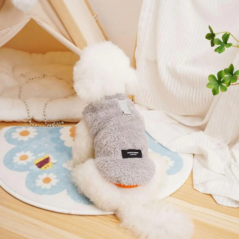 Odjeća za kućne ljubimce od flisa, zadebljani dizajn s 2 nogavice i kopčom od vučnog užeta. Moderan topli prsluk za pse za odjeću za kućne ljubimce