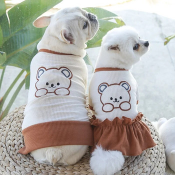 Χαριτωμένα σκυλιά Ρούχα κεντήματα Bear Dog T-shirt για ζευγάρια Στολή για μικρά κουτάβια γατάκια Ρούχα Chihuahua Bichon για κατοικίδια