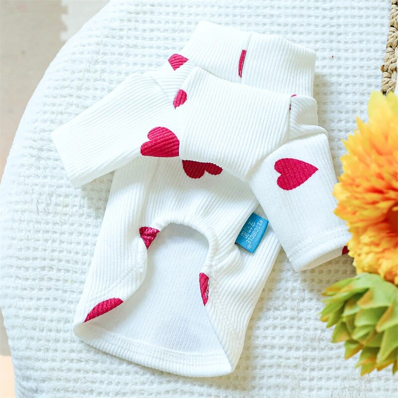 Elpojošs ar augstu apkakli mājdzīvnieku suņu apģērbs Pavasara rudens džemperis ar apakšu kaķiem Burvīgs sirds apdrukas Čivavas Jorkas suņa T krekls